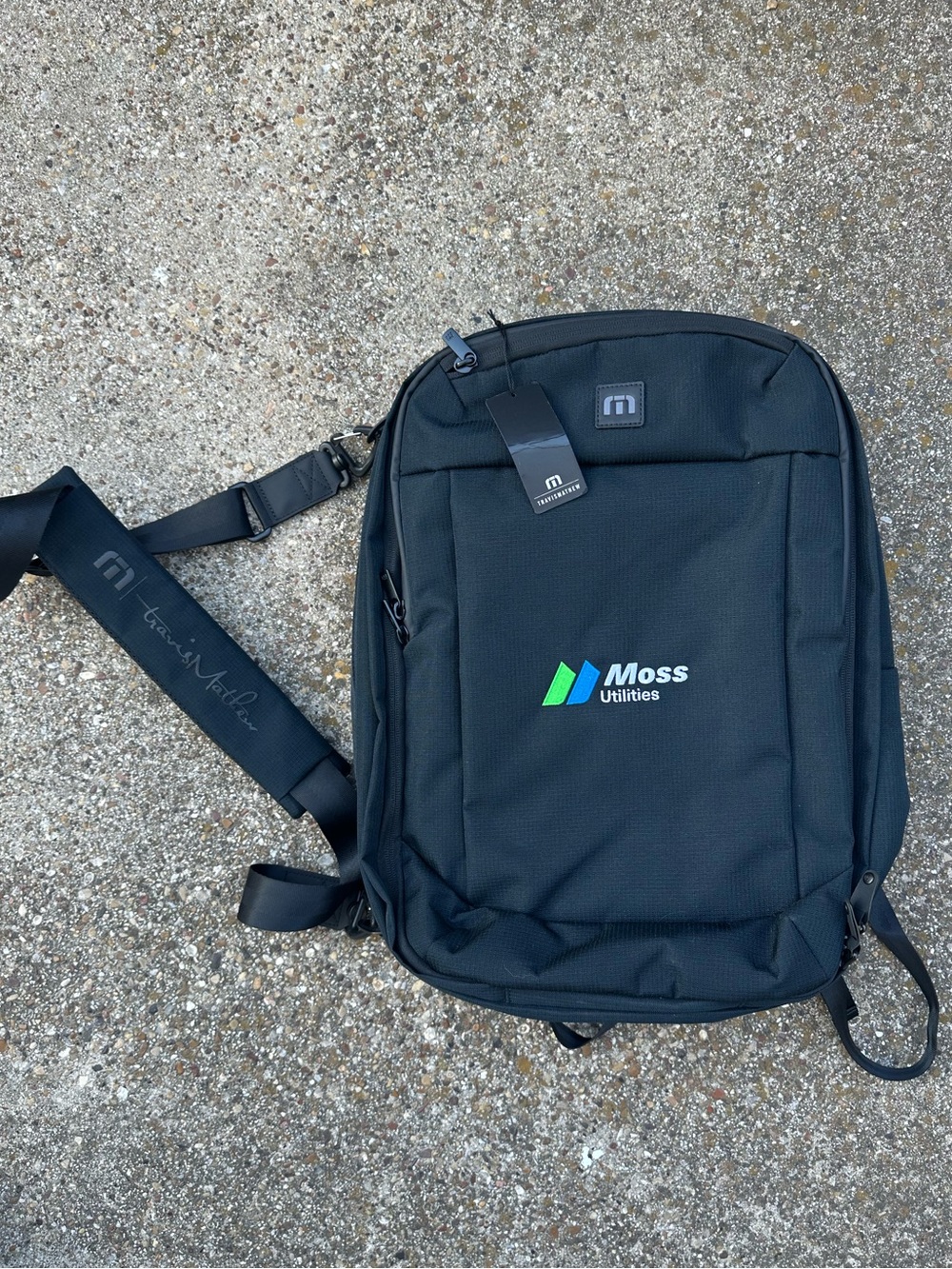 NWT Travis Mathew Black Convertible Backpack with Logo